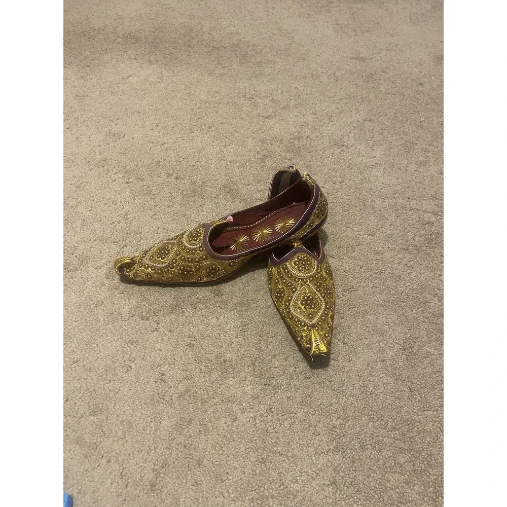 Men's Indian Mojari Jutti Shoes Sz 9 US Handmade Embroidered Ethnic Slip-On